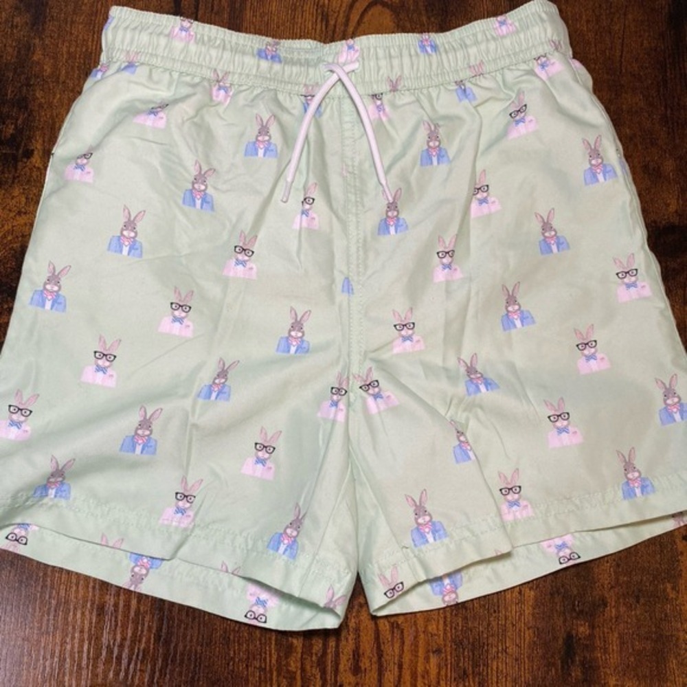 Janie & Jack Boys Size 8 Bunny Rabbit Easter Print Swim Trunks Resort Wear